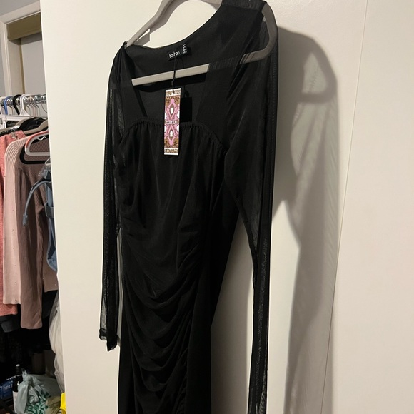 Boohoo long sleeve mesh black dress - Picture 2 of 2